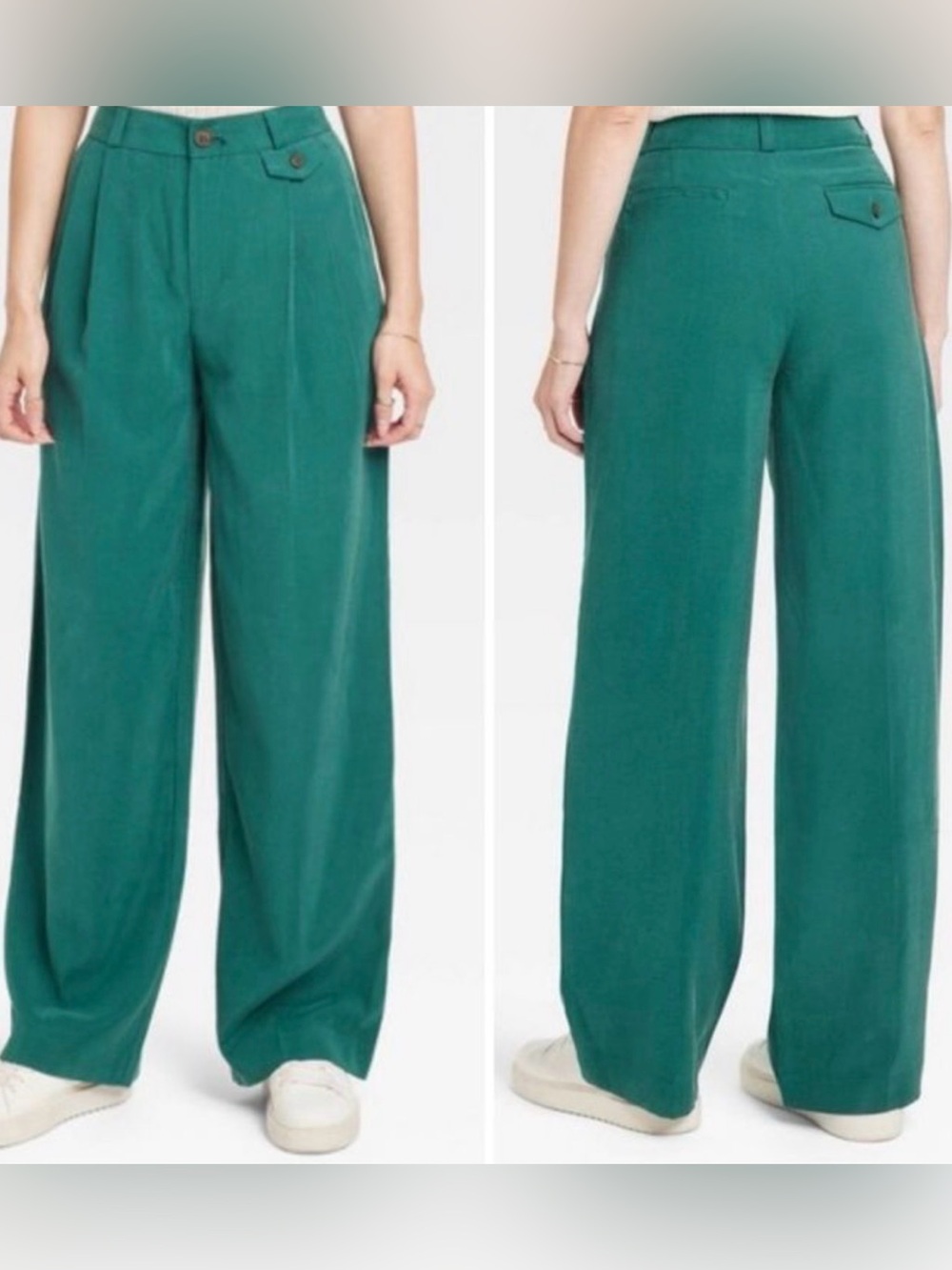 a new day Emerald Green Wide-Leg High-Rise Dress Pants Size 14